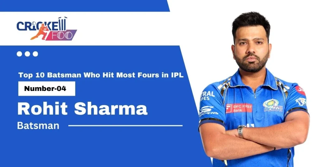 Top 10 Batsman Who Hit Most Fours in IPL : Rohit Sharma