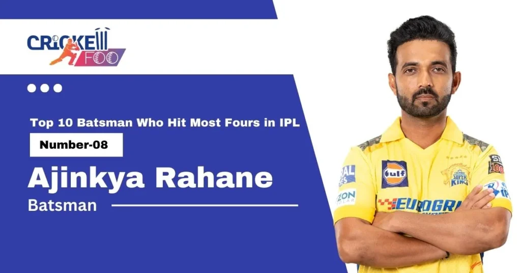 Top 10 Batsman Who Hit Most Fours in IPL : Ajinkya Rahane