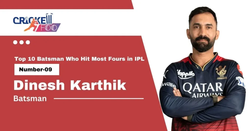 Top 10 Batsman Who Hit Most Fours in IPL : Dinesh Karthik