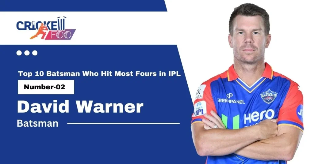 Top 10 Batsman Who Hit Most Fours in IPL : David Warner