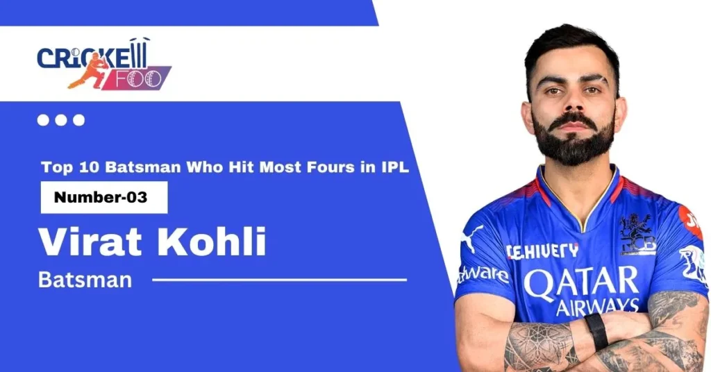 Top 10 Batsman Who Hit Most Fours in IPL : Virat Kohli